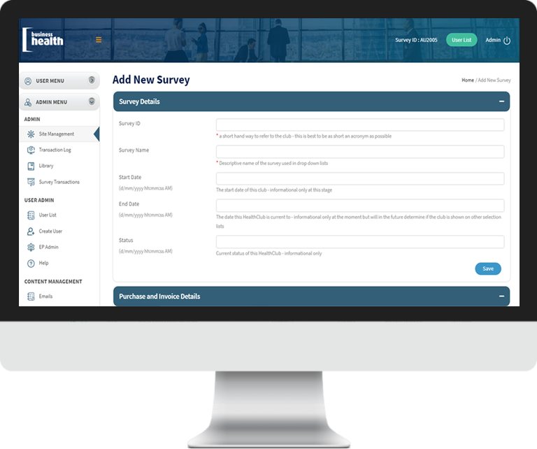 business health-dashboard-mockup